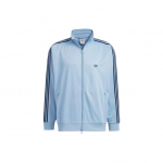 Adidas Originals Kolmeleheline Triipude Logotr&uuml;kiga Seisukrae T&otilde;mblukuga Pikkade Varrukate Jakk Unisex &Uuml;ler&otilde;ivas Hele-Sinine IK9150 XXXL