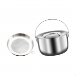 Saver Camping Pot with Handle, Easy to Clean, Lid And Strainer, Dustproof, Round, Non-stick 2.5L