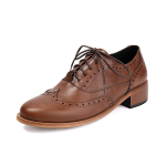 Mugavad Oxfordsi korterkingad Stiilsed naiste perforeeritud kontsaga Brogue Wingtip Klassikalised paelad Sadulkingad Nahast Jalatsid 40 pruun