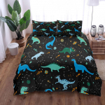 Dinosauruse Kosmose&ouml;&ouml; Tekikoti Komplekt King Queen Double Full Twin &Uuml;hekohaline Suurus Tumesinine Voodipesukomplekt 140x200cm