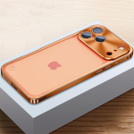 Luksuslik alumiiniumist p&otilde;rkeraud kaamerakaitsmega, metallist telefonikate iPhone 17 16 15 14 13 12 Pro Max jaoks, p&otilde;rutuskindel l&auml;bipaistev matt PC kate For iPhone 17 Pro oranž