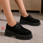 Moodsad leopardimustrilised Creeper tossud naistele S&uuml;gis kunstseemisnahast platvormkingad Daamide paksude talladega kingad Paeladega kleitkingad Oxford Zapatos De Mujer 39 must
