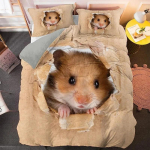 3D Hamster Armsad Loomad Mugav Tekikate Padjap&uuml;&uuml;r Voodipesu Komplekt Laste Magamistoa Kaunistus Kodutekstiil 70x133cm brown
