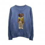 Naiste jacquard-villasegu kampsun tikitud koomiksikaru disainiga M