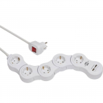 Brennenstuhl Prolongateur multiprise Vario Power avec prises-chargeur USB prises 5 blanc, 1,4m H05VV-F 3G1,5 - 1155350210