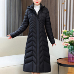 Elegantne Naine Talvine Pikk Mantel Kapuutsiga Vabaaja Paks Soe Parka Naiste Jakk 2XL must