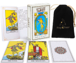 MagicSeer Klassikaline Tarotikaardipakk 78 kaardiga, Jaapani juhend, Sametkott white