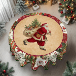 1 J&otilde;uluteemaline &uuml;mmargune ja ristk&uuml;likukujuline laudlina, erinevad suurused, antiikse j&otilde;uluvana mustriga tr&uuml;kitud laudlina, j&otilde;uluaia laudlina Decora Round (152)Cm