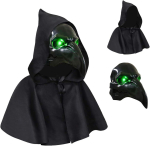 Punk Vares Mask Kost&uuml;&uuml;m Surmaingel Nevermore Must Nahk Overwatchi Katkutohtri Cosplay Maskideks Linnud Pikk Nohu LED Silmad Retro Rock