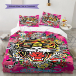 Vastupidav t&auml;toveeringumustriga voodipesukomplekt Tekikott Padjap&uuml;&uuml;r Kodu kaunistus Kingitus (1 * tekikott + 2 * padjap&uuml;&uuml;ri, ilma s&uuml;damikuta) 135x200cm pink