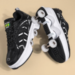 34-43 Unisex Rulluisud Suurused Kingad Mikrokiud Neljarattalised Rulluisud Laste Rulluisutamise Spordijalatsid 34 must