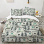 Raha tekikate King Microfiber Ameerika &Uuml;hendriikide F&ouml;deraalreservi dollarid Ben Franklini portreega Voodipesukomplekt EU Single(135*200cm)3pcs