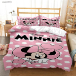 Mickey ja Minnie Hiir Multikas Aastaringselt Tekikott Tekk Voodipesu Komplekt Pehme Tekikate ja Padjap&uuml;&uuml;r &Uuml;he/Kahekohaline/Queen/King EU Single(135*200cm)3pcs white