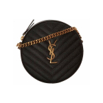 Saint Laurent Ysl Vinyle Kuldne Logo Kett Tepitud Nahast V&auml;ike &Uuml;mmargune Crossbody Kott Naiste kotid Must 610436-1GF07-1000 Basic Set (Bag+Dust Bag)