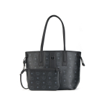 MCM Liz Uus Monogramm Prindiga Kaetud L&otilde;uend ja Nahast T&otilde;mblukuga Ostukott Naistele T&otilde;mblukuga Must MWPDSLR02BK001 Shopping Bag Set(Basic Set+Shopping Bag)