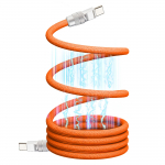 chubbycable USB C Magnetiline 240W Kiirlaadimine Nailonist &Uuml;hilduv iPhone Kaabliga, Adsorptsioon, S&otilde;lmevaba, Laadimine, Kujum&auml;lu Kahekordse Punutisega oranž