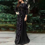 Naised Dubai Araabia lillemustriga pikk kleit Moslemi kleit Islami pikk kleit XXXXXL must
