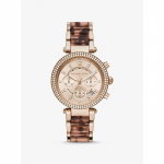 Michael Kors Suur Rose Gold-tooniga Atsetaadist K&auml;ekell MK6832 roosa kuldne v&auml;rv