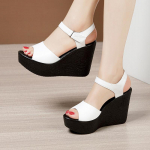 Nahast Kiiludega Sandaalid Suvised Naiste Ehtsad Nahast Kingad Platvormsandaalid Daamide K&otilde;rge Kontsaga Kingad Naiste Vabaaja Korterid 32-43 32