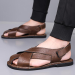 Meeste K&auml;sit&ouml;&ouml; Lihtsad Lamedad Gladiator Sandaalid Suvised Rooma Sandaalid Retro Pruun Nahk Rannakingad Suur Suurus EU:44 pruun