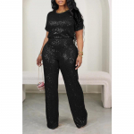 Naiste l&uuml;hikeste varrukatega litrid vabaaja kaheosalised &uuml;likonnap&uuml;ksid M must