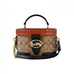 Coach Signature L&otilde;uend Nahast Silindrikujuline Crossbody Kott Hobuvankri Pandlaga C7231-IMRL7 Gift Box Set (Basic Set+Yellow Box)