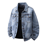 Kevad S&uuml;gis Meeste Denim Jakk Jaapani Stiil Vintage &Uuml;hev&auml;rviline L&otilde;tv Vabaaja Jean Jakk Moodne T&auml;navar&otilde;ivas Meeste Puuvillased Denim Joped M helesinine v&auml;rv