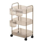 Liigutatav ratastega riiul Mitmekorruseline hoiurest Veerev k&auml;ru l&auml;bipaistev korv Korraldusk&auml;ru suupistete jaoks Kosmeetika Vannituba 3-Layers beige