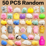 50tk Mochi Squishies Kawaii Loom Squishy M&auml;nguasjad Lastele Antistress Palli Pigistamine Peo Kingitused Stressi Leevendavad M&auml;nguasjad S&uuml;nnip&auml;evaks white
