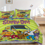3 tk Scooby Doo Mystery Machine tekikate komplekt (1 tekikate + 2 padjap&uuml;&uuml;ri ilma padjap&otilde;hjata), K&otilde;rglahutusega tr&uuml;kkimine koju ja &uuml;hiselamusse.F 135x200cm black