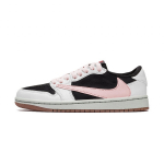 Travis Scott x Jordan Air Jordan 1 Polsterdus Libisemisvastased Madalad Vintage Korvpallijalatsid Unisex Must Valge Roosa DZ4137-700(Meeskond-) 35.5