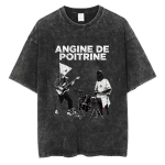 Vintage pestud Angine De Poitrine b&auml;ndi T-s&auml;rk Unisex Hip Hop L&otilde;tv Punk Gooti L&uuml;hikeste varrukatega T-s&auml;rk Meeste t&auml;navar&otilde;ivad S