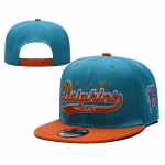 Miami Dolphinsi jalgpalli snapback m&uuml;ts, reguleeritav kahev&auml;rviline t&uuml;rkiissinine ja oranž lame nokaga pesapallim&uuml;ts, NFL-i meeskonna f&auml;nnide t&auml;navar&otilde;ivad one size