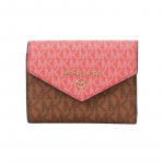 MICHAEL KORS Jet Set Charm Kahev&auml;rviline Logo Kolmekordne Logo Prindiga L&uuml;hike Kaetud L&otilde;uendist ja Nahast Rahakott Naiste Roosa ja Pruun pruun