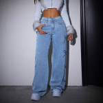 Naiste teksap&uuml;ksid Lilleprindiga Jeans K&otilde;rge v&ouml;&ouml;koht Pestud Kulunud Sirged P&uuml;ksid Vintage P&otilde;randapikkusega Streetwear Laiad P&uuml;ksid S