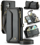 RFID Risti-keha T&otilde;mblukuga Rahakott-&uuml;mbris Samsung Galaxy S26 Ultra 5G jaoks Kaardihoidja Telefon S10 Plus S20 S21 S22 S23 S24 FE S25 Edge Etui Case & Strap&Galaxy S20 must