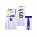 Lakers Nr. 6 James laste t&auml;iskasvanute korvpallivormi pluus + l&uuml;hikesed p&uuml;ksid 110