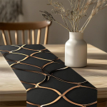 Moodne Luksuslik Must Kuldne Geomeetriline Muster Lauar&auml;tik, S&ouml;&ouml;gilaua Kaunistus 40x140cm beige