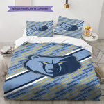 Memphis Grizzlies Muster Voodipesukomplekt Tekikate Padjap&uuml;&uuml;r Kodu Kaunistus Kingitus (1 * tekikott + 2 * padjap&uuml;&uuml;ri, ilma s&uuml;damikuta) 135x200cm blue