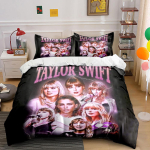 Taylor Swift Kollaaž Voodipesu Voodipesu Tekikott Komplekt Tekikott Padjap&uuml;&uuml;rid (1* Tekikott 2* Padjap&uuml;&uuml;ri, without tekikate) 135x200cm white