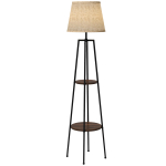 P&otilde;randalamp 2 hoiuriiuliga E27 sokkel 40 W T&otilde;mbl&uuml;liti Kangast lambivari 42 x 42 x 166 cm Must Pruun 42 x 42 x 166 cm