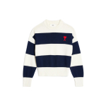 Ami Paris Ami De Coeur Kampsun Rugby triipudega Sinine/Naturaalvalge/Punane Meeste Streetwear UKS009016497 L white