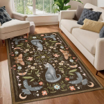 Boho must kass lilleline vaip, libisemiskindel omap&auml;rase loomaprindiga p&otilde;randamatt elutuppa magamistuppa 80x120cm 31x47inch gray