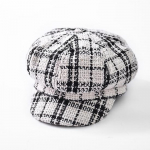 Naiste Newsboy Cap S&uuml;gis Talvine Must Valge Viltm&uuml;tsid Meestele Naiste Vintage Paks Kaheksanurkne Cap Fema valge