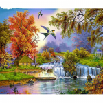 5D DIY Teemantmaaling J&otilde;e&auml;&auml;rne maastik tikandid Mosaiik Ristpistes Kirsikividekoratsioon 20X30CM