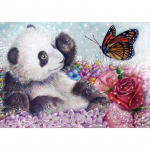 Teemantmaal  Panda ja liblikas  Tikand Teemantristpistes Rhinestone Mosaiic Decor 20X30CM