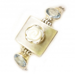 Les Tr&eacute;sors De Lily [D5933] &ndash; h&otilde;bedane k&auml;ev&otilde;ru  Sapa  p&auml;rlmutter / sinine topaas beež