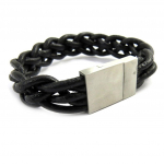 Les Tr&eacute;sors De Lily [M0709] - Bracelet acier 'Peaceful' cuir must