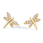 Les Tr&eacute;sors De Lily [N6912] - kullatud k&otilde;rvar&otilde;ngad  Dragonflies  valgest kullast - 12x8 mm kuld