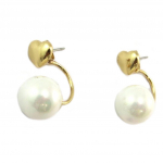 Les Tr&eacute;sors De Lily [P6753] - Boucles contours de lobes 'Perla' ivoire dor&eacute; (love) - 12 mm valge